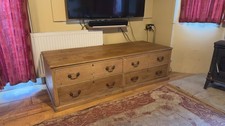 Unusual antique pine drawers storage blanket box chest