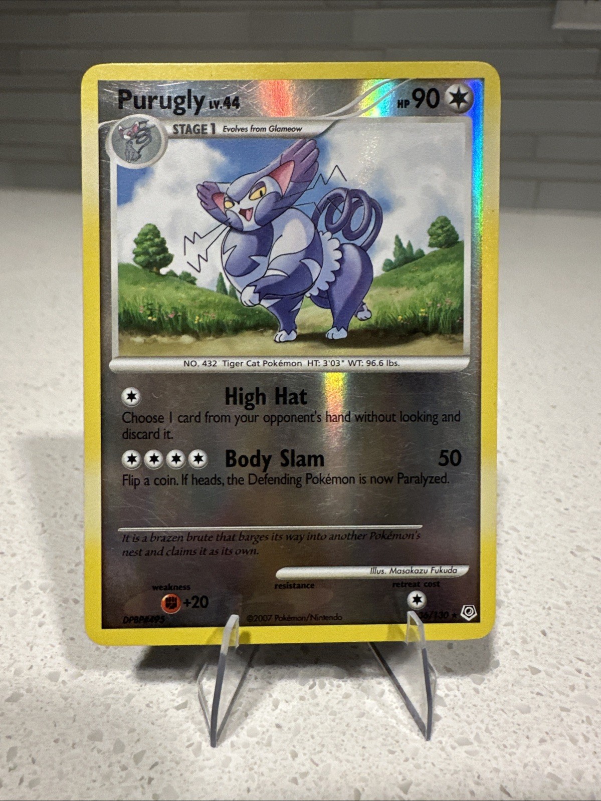 Purugly 36/130 Diamond and Pearl Reverse Holo Rare Card