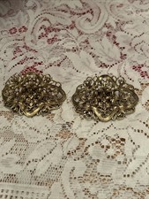 Vintage Musi Gold Tone Ornate Shoe Clips Excellent