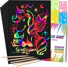 Mocoosy 60 PCS Rainbow Scratch Art Paper for Kids, Magic Scratch Paper off Set A