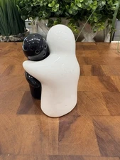 Vintage Hugging Black & White Scary Halloween Ghost Salt Pepper Shaker Set