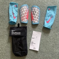 Nike Mercurial Lite Superlock Shin Guards + 2 Sleeves + Bag DV1770 Blue Men’s M