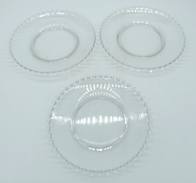 VTG Imperial Candlewick Clear Glass Two 9'' Luncheon Plates & One 8'' Salad Plate