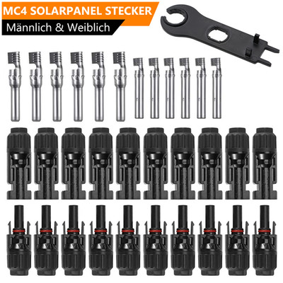 PV Solarstecker für MC4 Stecker Solarkabel 4mm² - 6mm² Kupplung Verbinder Buchse