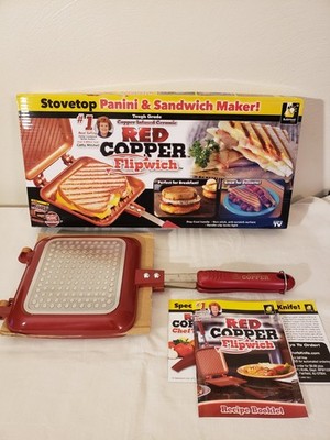 NEW IN BOX Red Copper Flipwich Stovetop Panini and Sandwich Maker