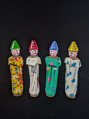 RARE! VTG 1pc Petra Toys Wooden Jumping Pop-Up Clown Spring Toy - Baby Einstein