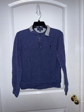 Polo Ralph Lauren 1/4 Zip Sweater Boys Large 14 16 Navy Pullover Embroidery Logo