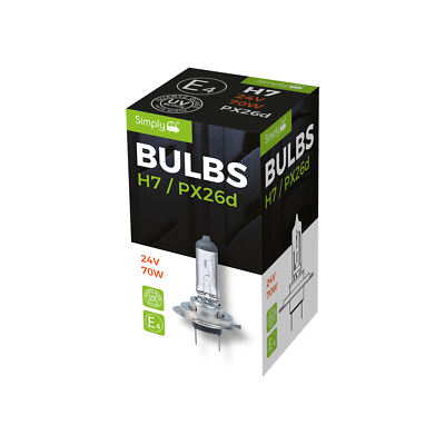 10-Pack H7 499A 24V 70W Halogen Bulbs – Xenon White For Headlights & Fog Lights – Fits Trucks, HGVs, PX26d Base