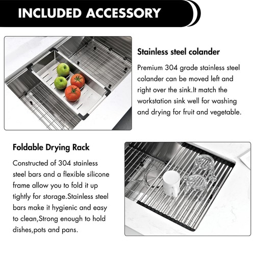304 Stainless Steel Undermount Kitchen Sink, Available in Single / Double Bowl - Picture 27 of 30