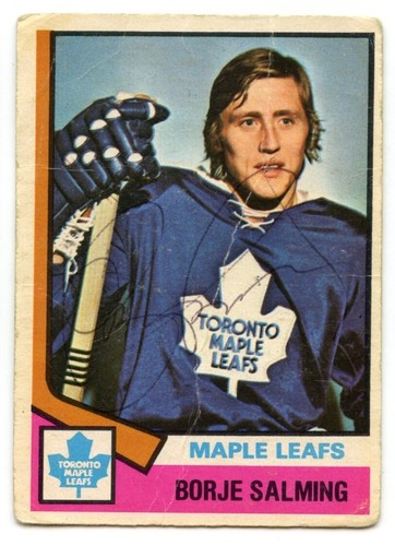 1974-75 OPC # 180 Borje Salming Rookie Autographed - Picture 1 of 2