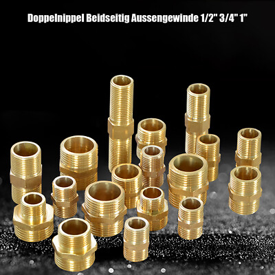 Gewindefittings Doppelnippel Beidseitig Aussengewinde Messing 1/2'' 3/4'' 1''