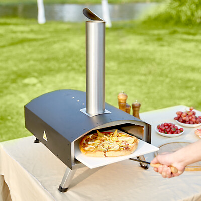 VEVOR 12u0026#034; Outdoor Pizza Oven Portable Wood Pellet Pizza Oven Stainless  Steel BBQ | eBay