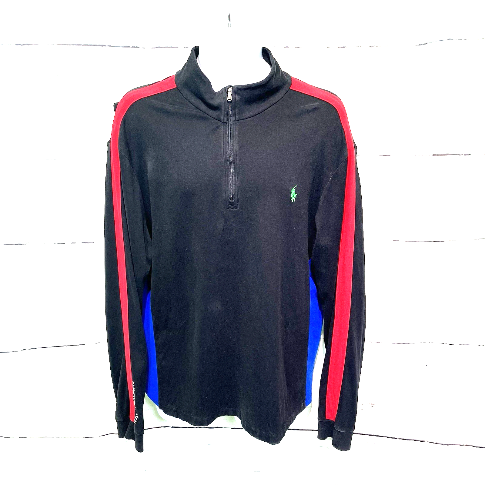 Polo Ralph Lauren Pima Soft Touch Uomo Mezza Zip Verde Pony Pullover Taglia XL