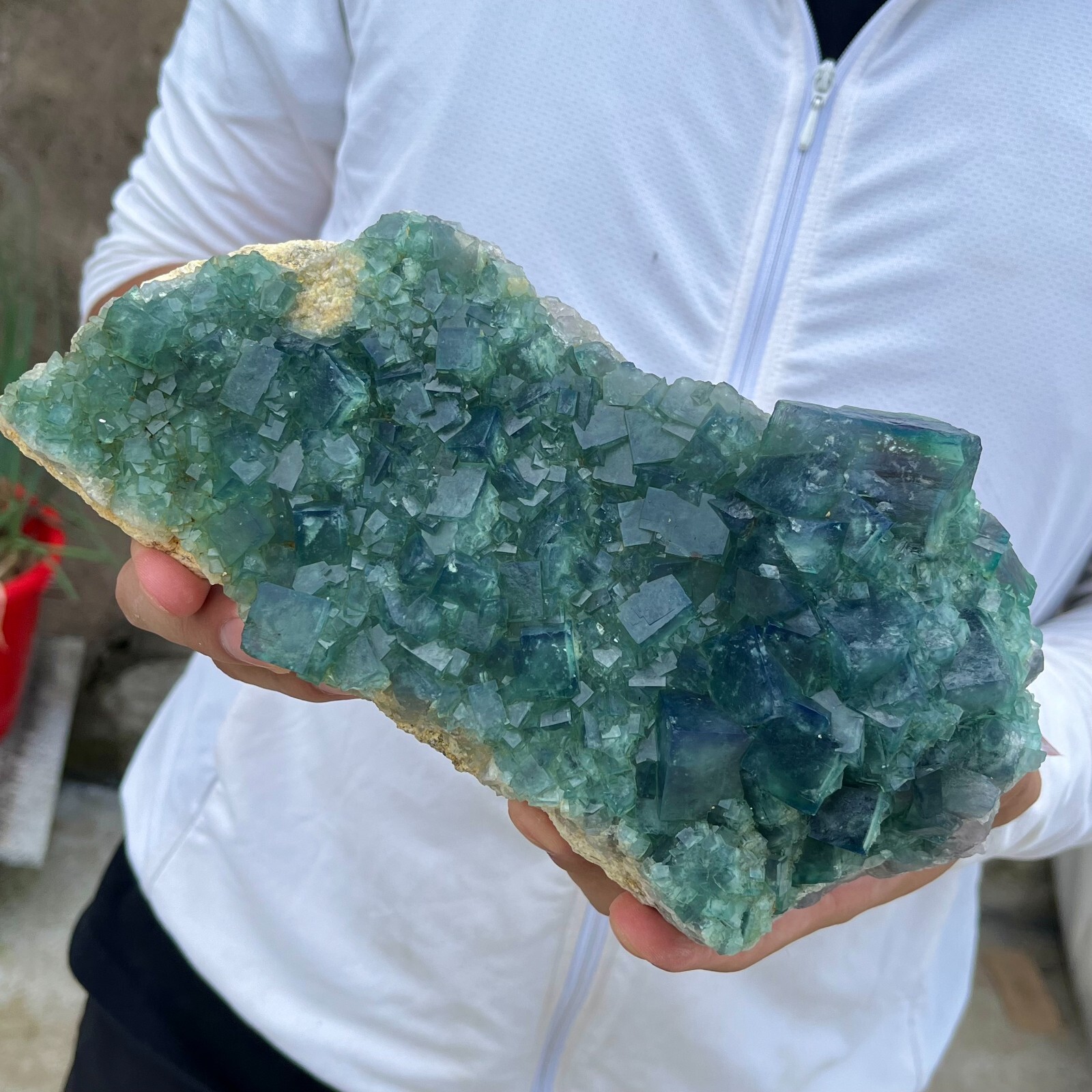 4.5lb NATURAL Green Cube FLUORITE Quartz Crystal Cluster Mineral Specimen