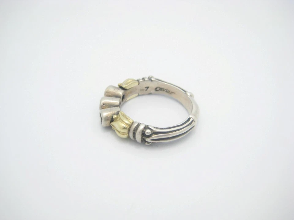 Vintage Lagos Caviar Sterling & 18k Yellow Gold Peridot Ring Size 6 1/2 - A - Image 2 of 4