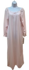 Vintage Belle Fleur Pink Brushed Nylon Long Gown Granny Nightgown Size M NEW NOS