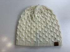 Frye Cable Knit Beanie Hat OSFM Ivory Acrylic Logo Soft