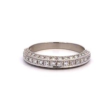 14K White Gold Diamond Wedding/Anniversary Band 3.4mm, Ring Size 5.75 - J521