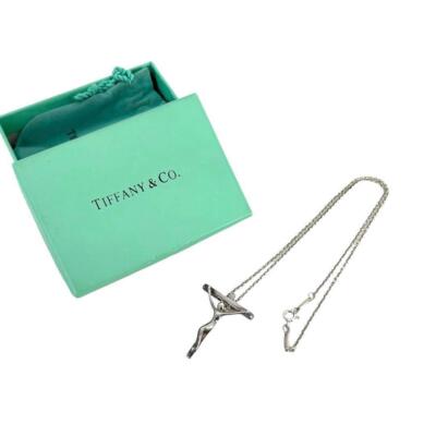 Tiffany & Co Elsa Peretti Crucifix Cross Necklace Sterling Silver