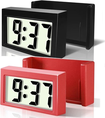 Mini LCD Digital Car Clock – Adhesive Dashboard Clock, 12/24H, Multicoloured