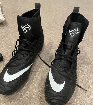 New Nike Force Savage Black and White Football Molded Cleats Size 18 