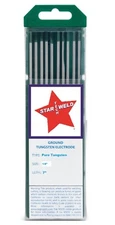 TIG Tungsten Welding Electrodes PURE 1/8" X 7" GREEN Pack of 10
