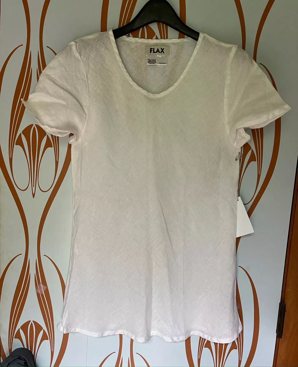 FLAX Large, Linen Bias Tee, Cap Sleeve Summer Weight Linen New Red Rose or White
