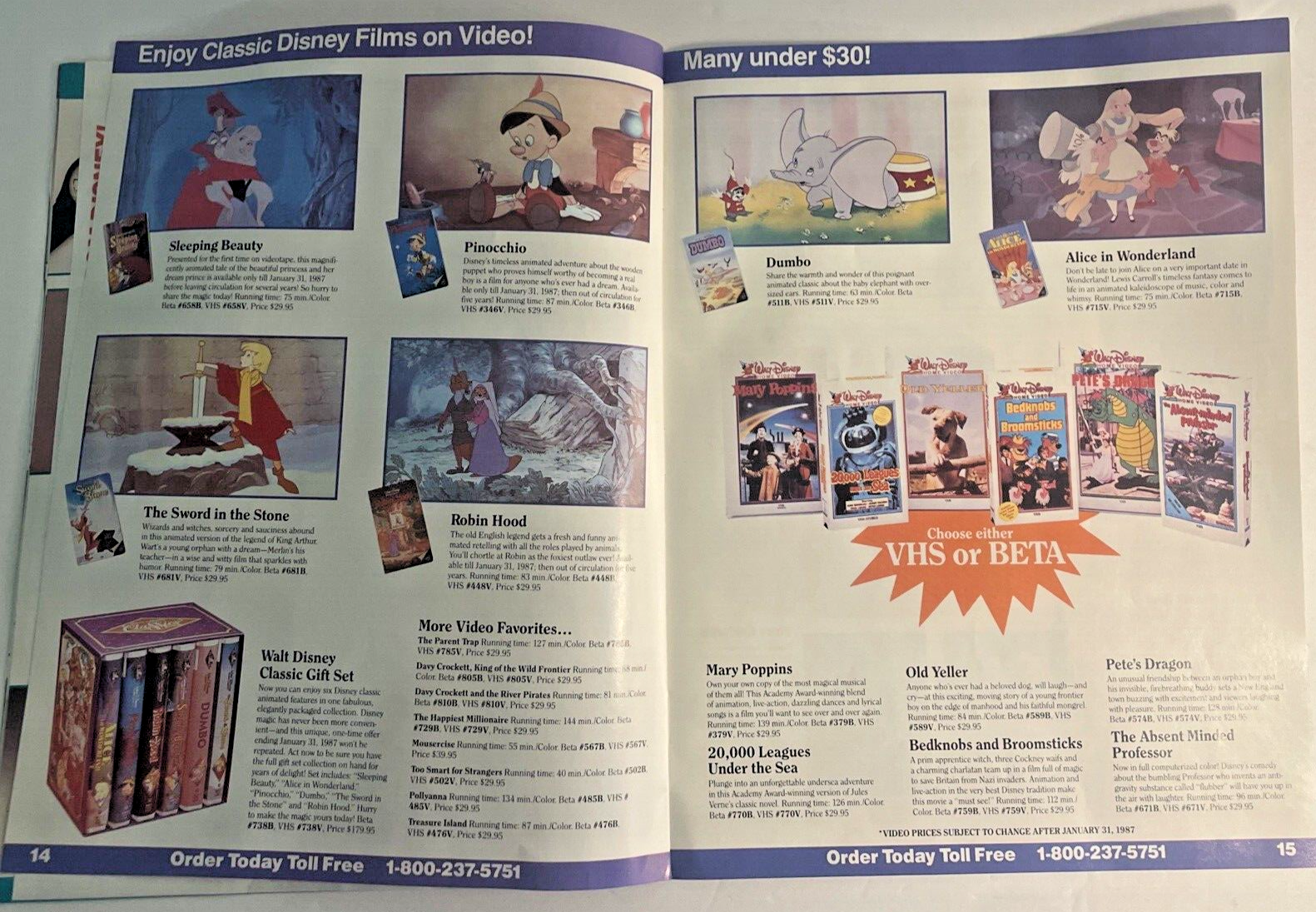 1986 Walt Disney Catalog Fall Family Gift 22 Pages Full Size 8