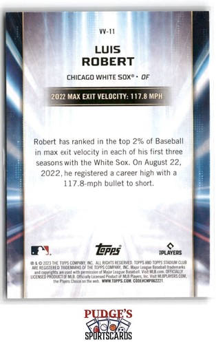 Luis Robert 2023 Stadium Club Virtuosos of Velocity Red #VV-11 - Picture 2 of 2
