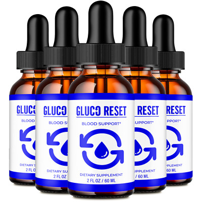 (5 Pack) Gluco Reset Blood Sugar Support Drops, Advanced Blood Health Formula