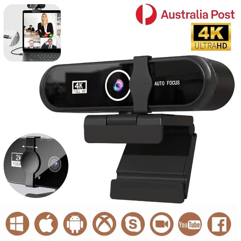 Webcam 4K Full HD Microphone Web Camera Streaming USB Auto Focus PC Desktop Lap