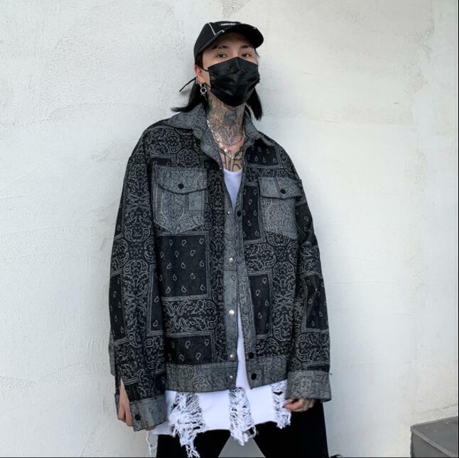 Men's Youth Fashion Paisley Printed Hip Hop Denim Jeans