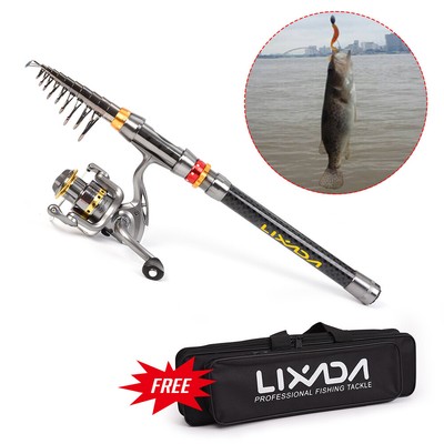 Telescopic Fishing Rod and Reel Combo Full Kit Carbon  Fishing M5V7