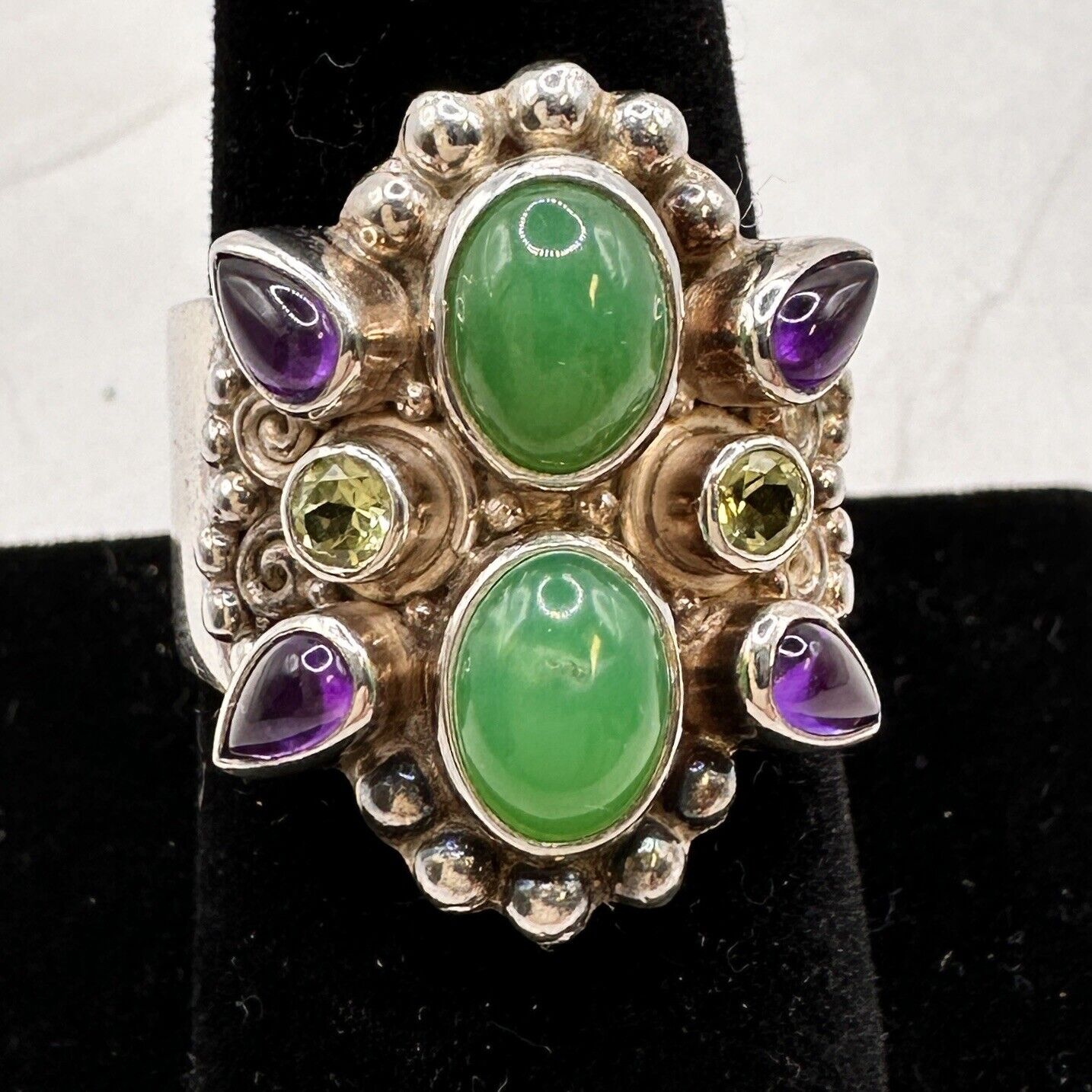 SAJEN 925 Green Moonstone Purple Amethyst Peridot… - image 3