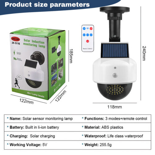 Solarlampe Dummy Überwachnungskamera blinkes Licht Kamera Attrappe Alarmanlage - Bild 11 von 13