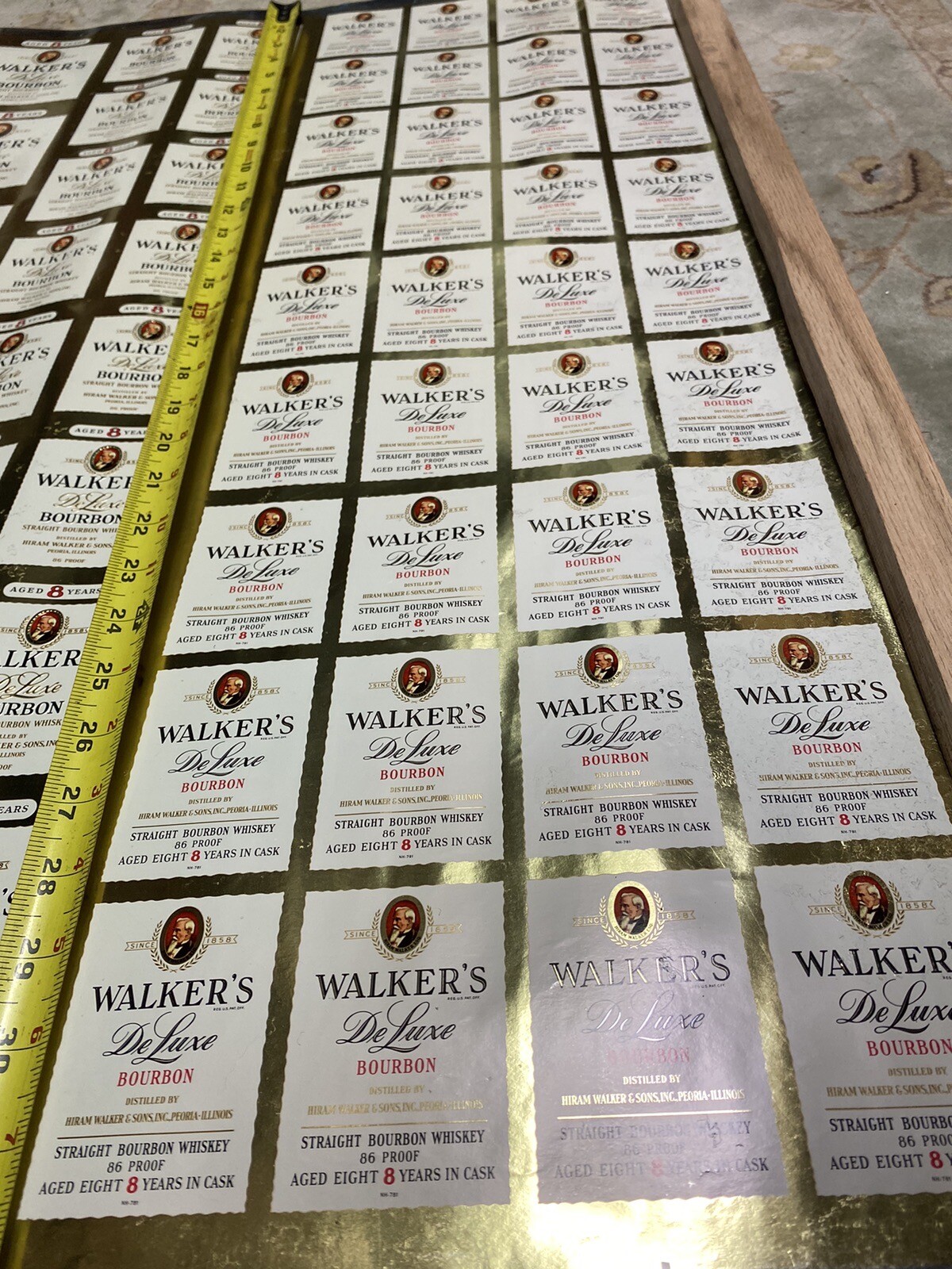 Hiram Walkers Bourbon Sheet Of Uncut Bottle Labels 1967 Peoria Illinois