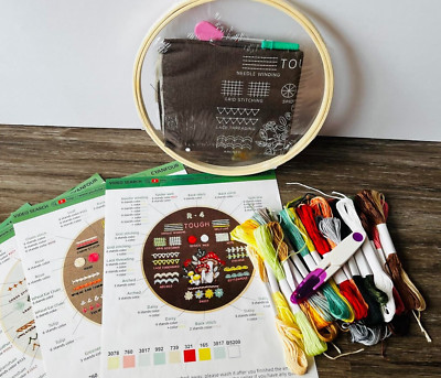 4 Stage Embroidery Kit Beginners Adults Easy Learn 38 Different Pattern Stitches