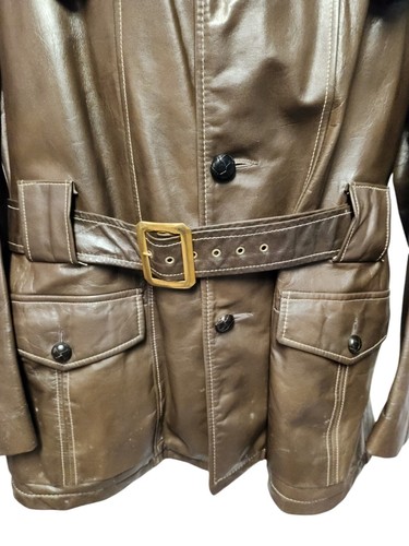 Vtg 1970s Jcpenney Brown Leather Jacket w/Belt ~ Mens sz 42 Removable Zip Lining - Picture 6 of 13