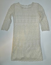 CAT  JACK girl's Ivory Gold Metallic CROCHET Party Holiday DRESS 6 6X