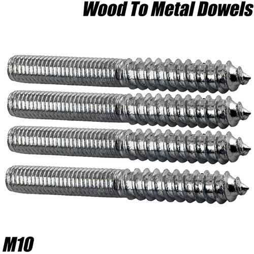 M10 WOOD TO METAL DOWELS WALL HANGER BOLTS FURNITURE FIXING 50 60 70 80