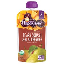 Happy Baby Stage 2 Pear Squash Blackberry Organic 4 oz Pack of 16 