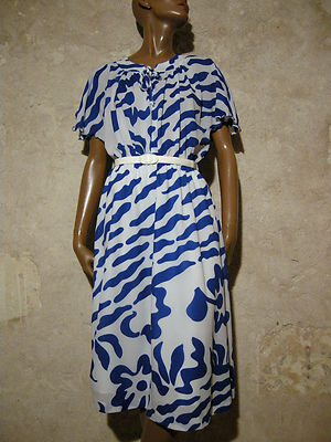 Robe Longue Vintage Années 1970 - Taille 36 - Style Graphique Mod - Occasion Très Bon état - Robe Maxi Rétro