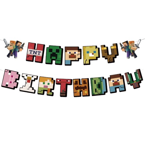 Minecraft Background Banner Foil Balloons Balloon Foil Kids Birthday Party Decor - Picture 12 of 16