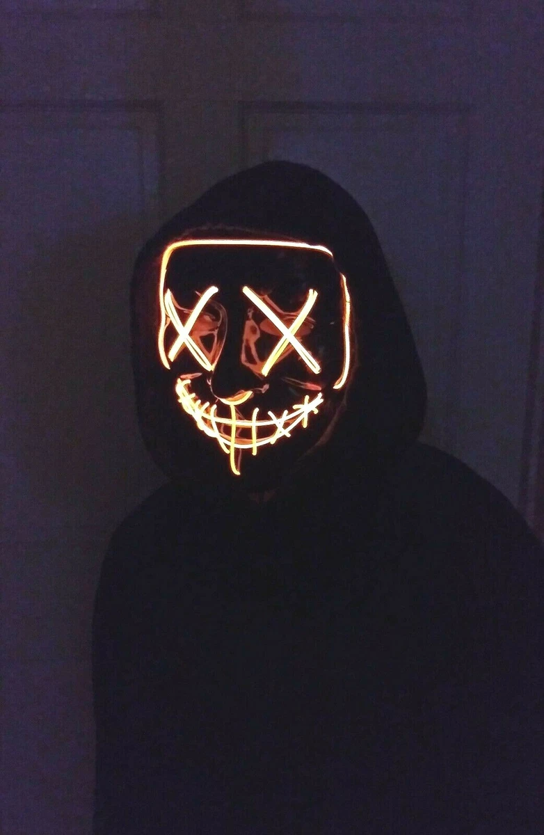 Orange Anroll Halloween LED Light Up Face Mask