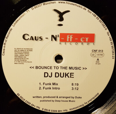 DJ Duke - Bounce To The Music (12'') (Very Good Plus (VG+)) - 1155443103