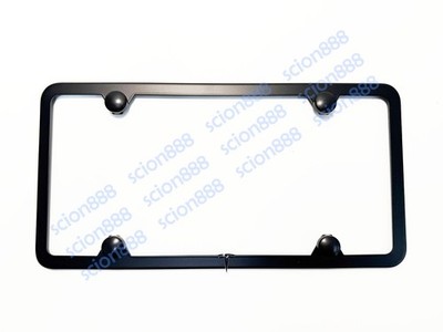 3D TeslaLogo Emblem Slim Style Black Stainless Steel Metal License Plate Frame