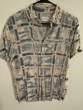 Topman Mens Short Sleeve Button Up Shirt, Blu...
