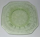 Green Cameo Ballerina Depression Glass 8 1/4” Square Plates