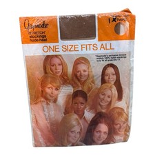 Vintage 1 Pair Gaymode Stretch Stockings Nude Heel OS Fits 8 1/2-11 100 Nylon