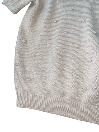 CHELSEA & THEODORE Women's Size Medium Beige Wool Blend Short Sleeve Dot Sweater - Bild 6 von 10